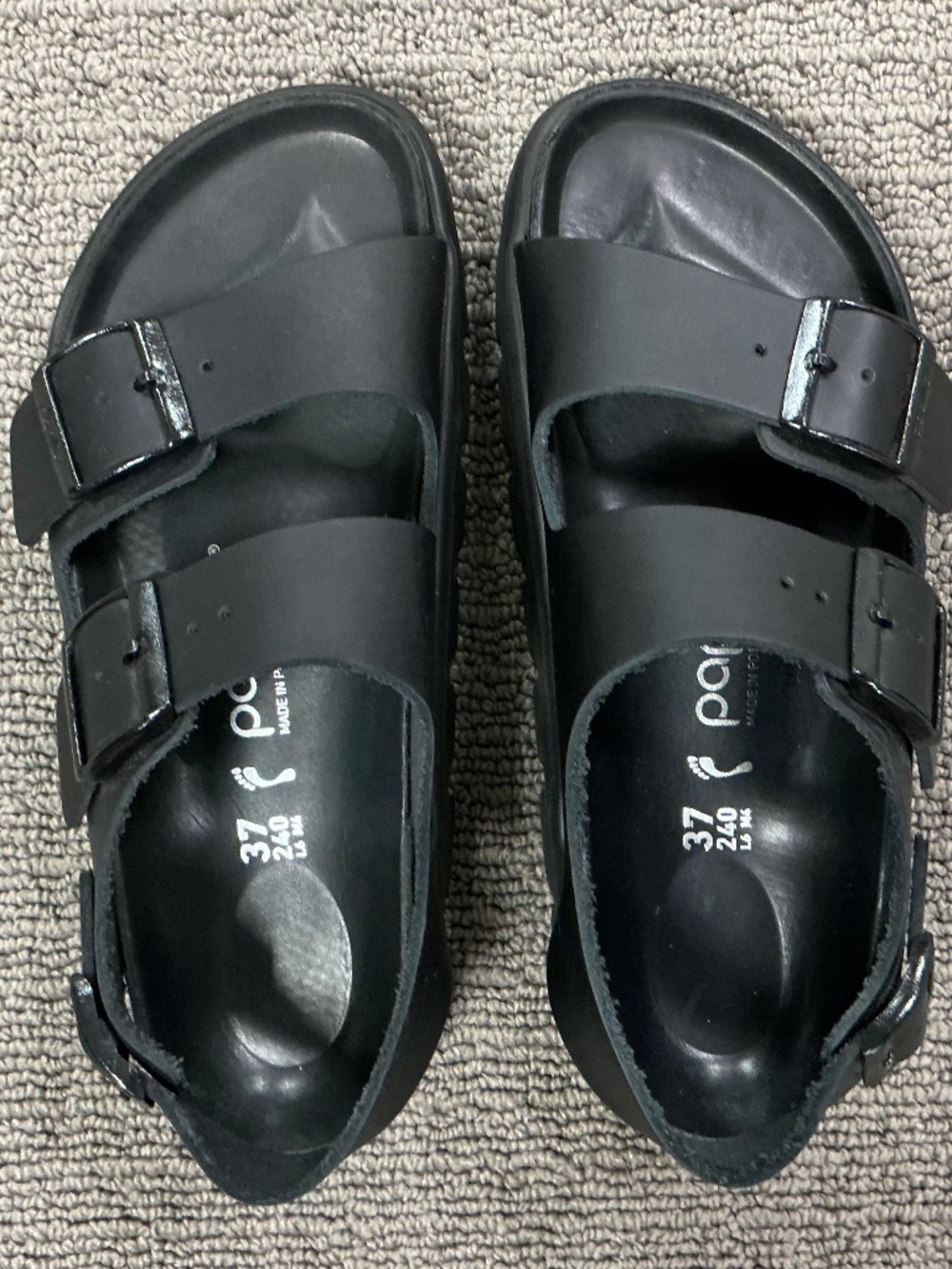 Birkenstock Papillio Arizona Chunky Leather Sandal Black size EU 37/US 6,6.5